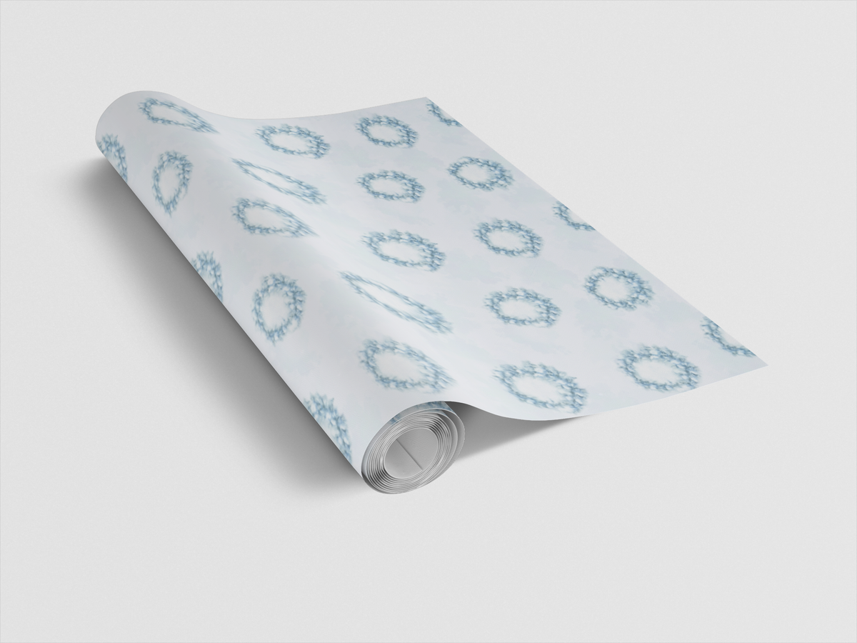 Elegant Winter Gift Wrap Roll, Snowflake Wreath Wrapping Paper, Snowflake Serenade Wrapping Paper, Christmas Gift Wrap, Holid