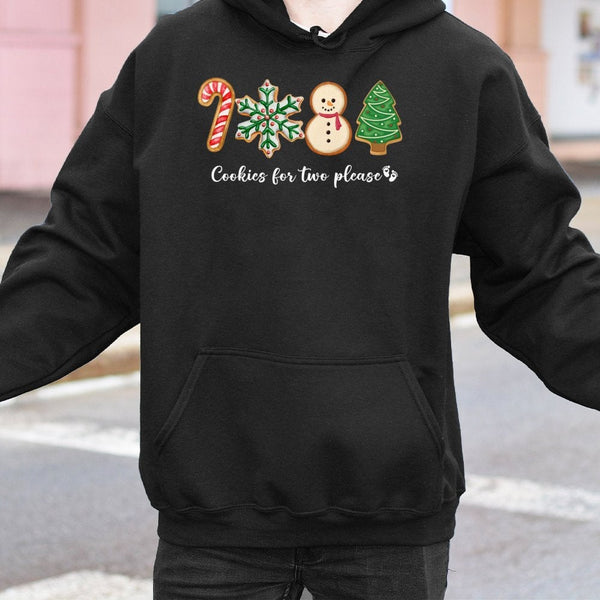 Adorable Christmas Pregnancy Announcement Sweatshirt, Cookies for Two Please Hoodie, Holiday Expecting Mom Hooded Pullover