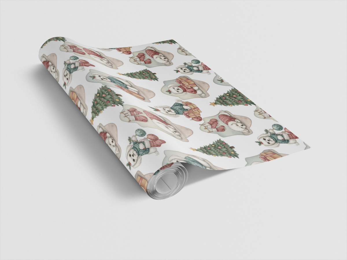 Holiday Sweater Dog Gift Wrap, Maltese Dog Christmas Wrapping Paper, Festive Maltese Wrapping Paper, Maltese Dog Lover Holida