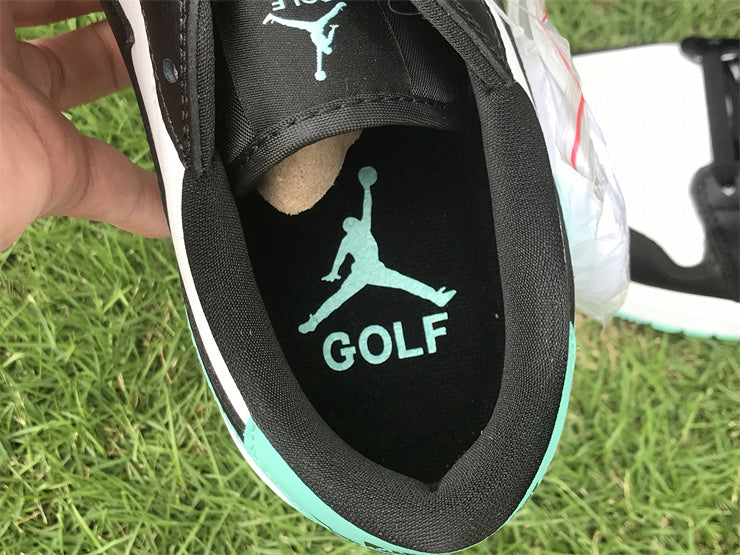 Low Top Golf Shoes, White Black Green Colorway, Lace Up Design, Casual Gift for Shoe Lovers