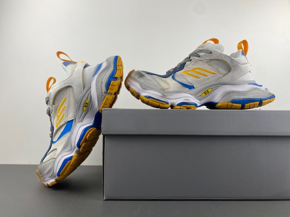 Low Top Sneakers, Blue Yellow Gray Colorway, Lace Up Design, Casual Gift for Sneaker Fans