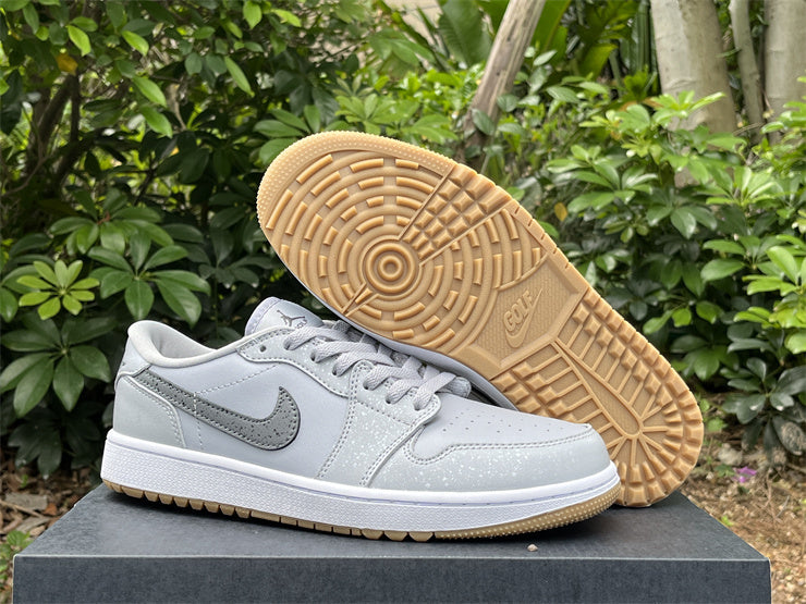 Low Top Golf Shoes, White Gray Colorway, Lace Up Design, Casual Gift for Shoe Lovers