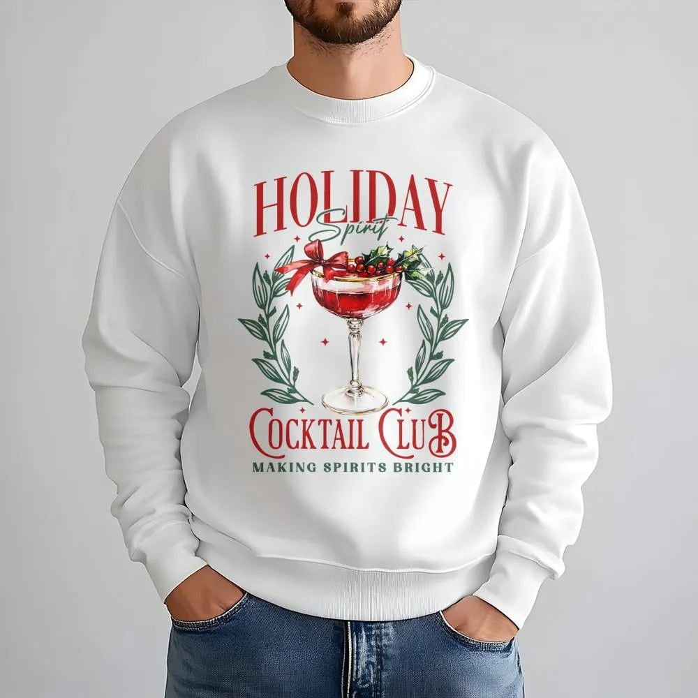 Christmas Cocktail Crewneck, Holiday Cocktail Club Sweatshirt, Festive Drink Graphic Sweater, Winter Party Pullover, Holiday 