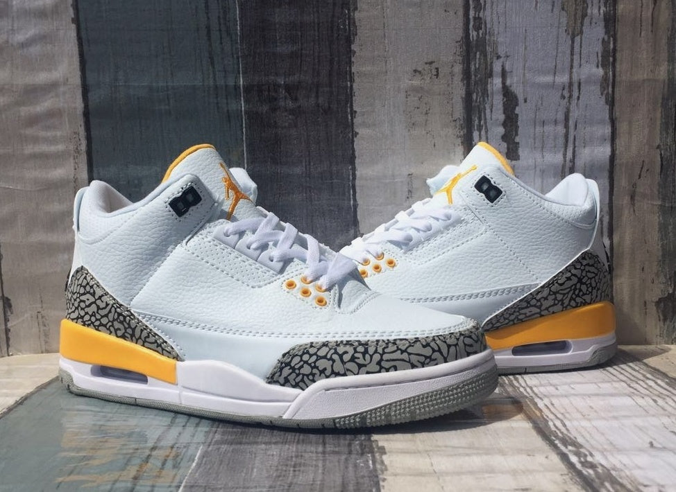 Sneakers, White Yellow Colorway, Lace Up Design, Casual Gift for Sneaker Fans