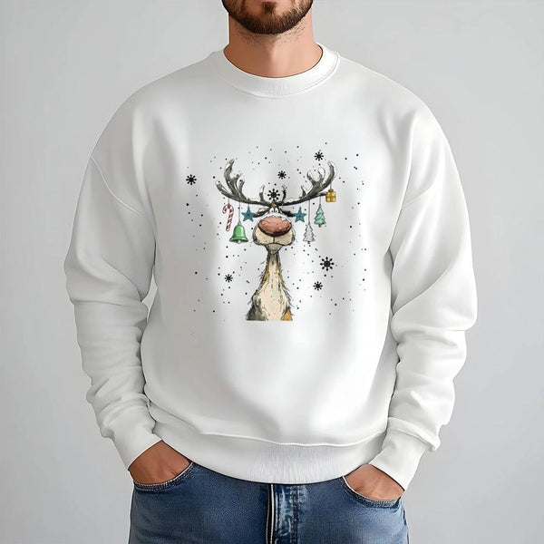 Adorable Holiday Deer Sweatshirt, Reindeer Christmas Sweatshirt, Whimsical Reindeer Crewneck, Festive Xmas Sweater, Winter Re