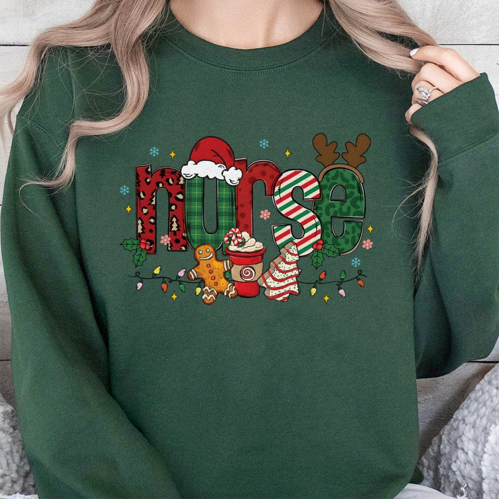Gingerbread Nurse Sweatshirt, Christmas Nurse Sweatshirt, Holiday RN Crewneck Sweatshirt, Adorable Nursing School Graduation 