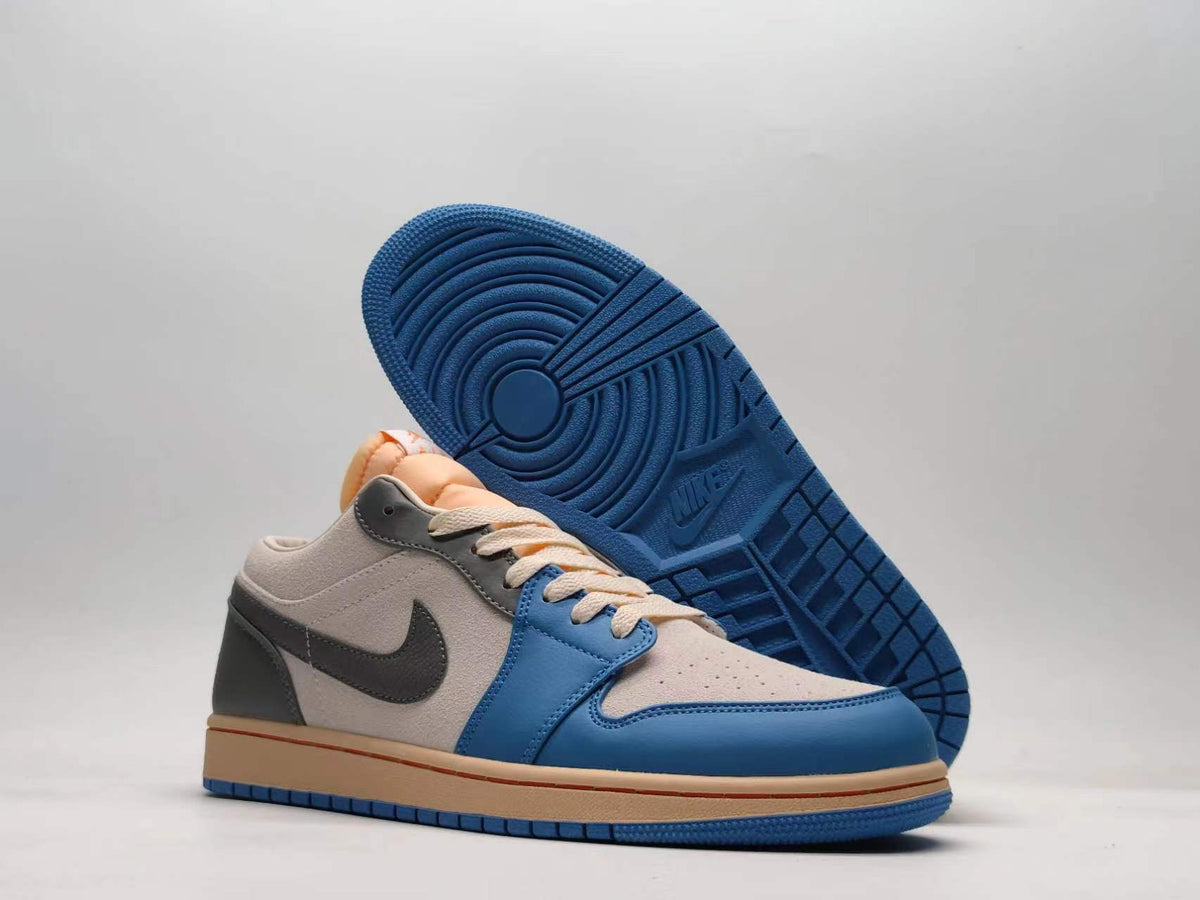 Low Top Sneakers, Blue Gray Colorway, Lace Up Design, Casual Gift for Sneaker Fans