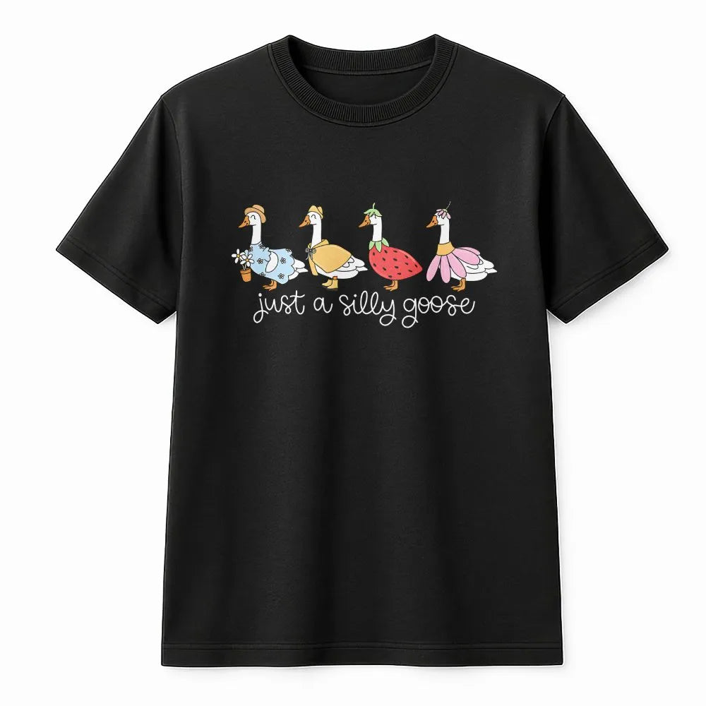 Silly Goose T-Shirt | Cute Cartoon Geese Graphic Sweatshirt | Premium Cotton-Blend | Funny Animal Lover Gift