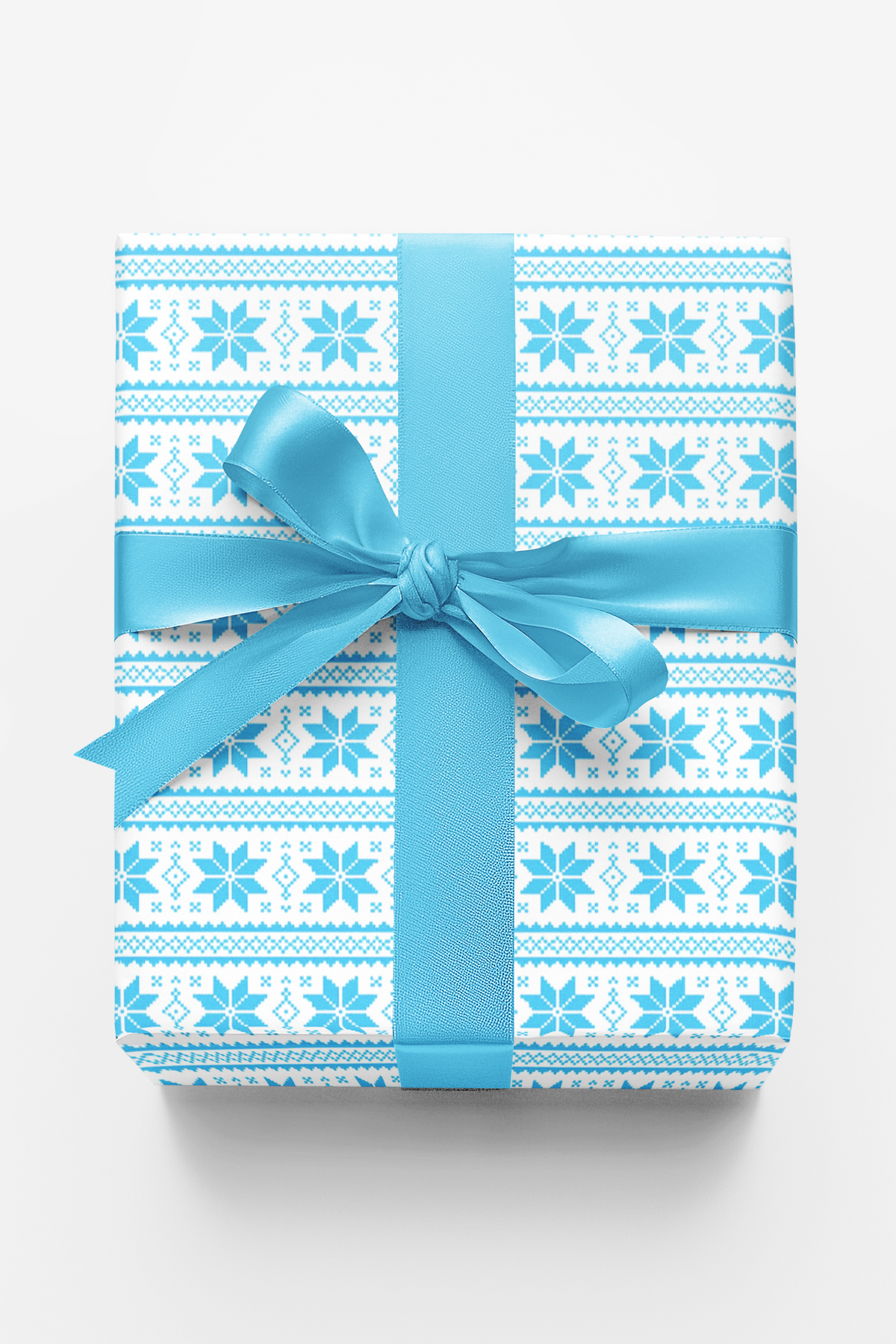 Nordic Knit Gift Wrap, Scandinavian Snowflake Wrapping Paper, Blue Winter Holiday Paper Roll, Christmas Gift Wrap, Comfy Xmas