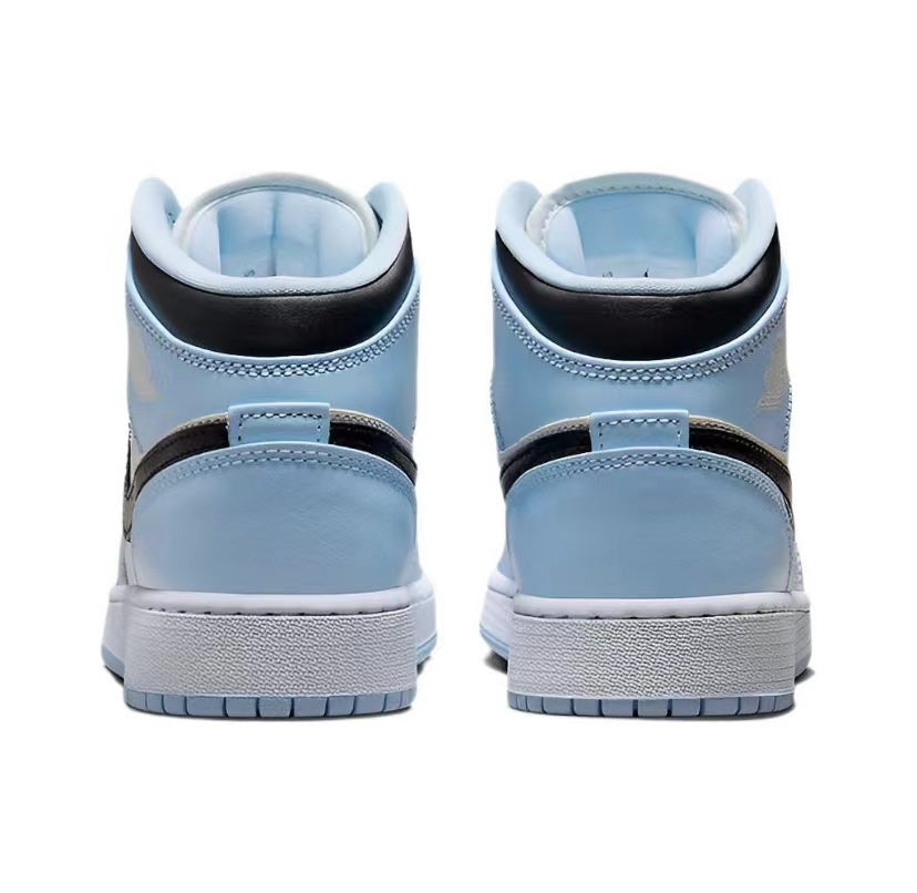 Mid Top Sneakers, Blue White Colorway, Lace Up Design, Casual Gift for Sneaker Fans