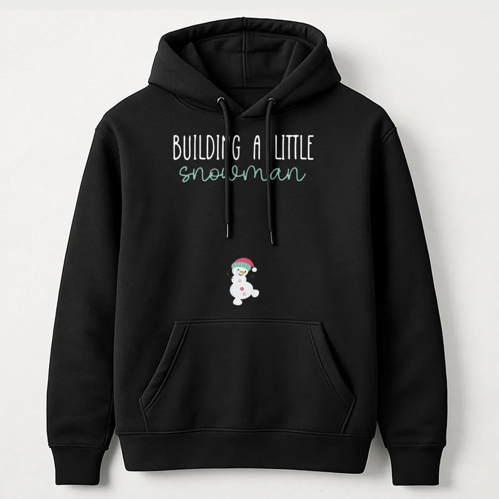 Christmas Pregnancy Reveal Sweatshirt, Building a Little Snowman Hoodie, Winter Baby Announcement Pullover, Adorable Mom to B