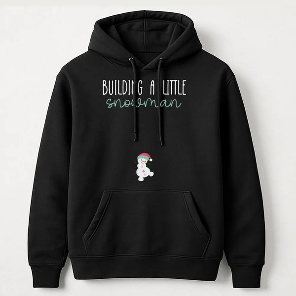 Christmas Pregnancy Reveal Sweatshirt, Building a Little Snowman Hoodie, Winter Baby Announcement Pullover, Adorable Mom to B