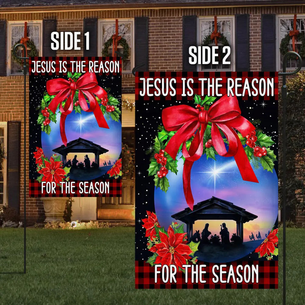 Holy Family Nativity Yard Flag, Jesus Is the Reason for the Season Garden Flag, Christian Christmas Lawn Flag, Religious Holi