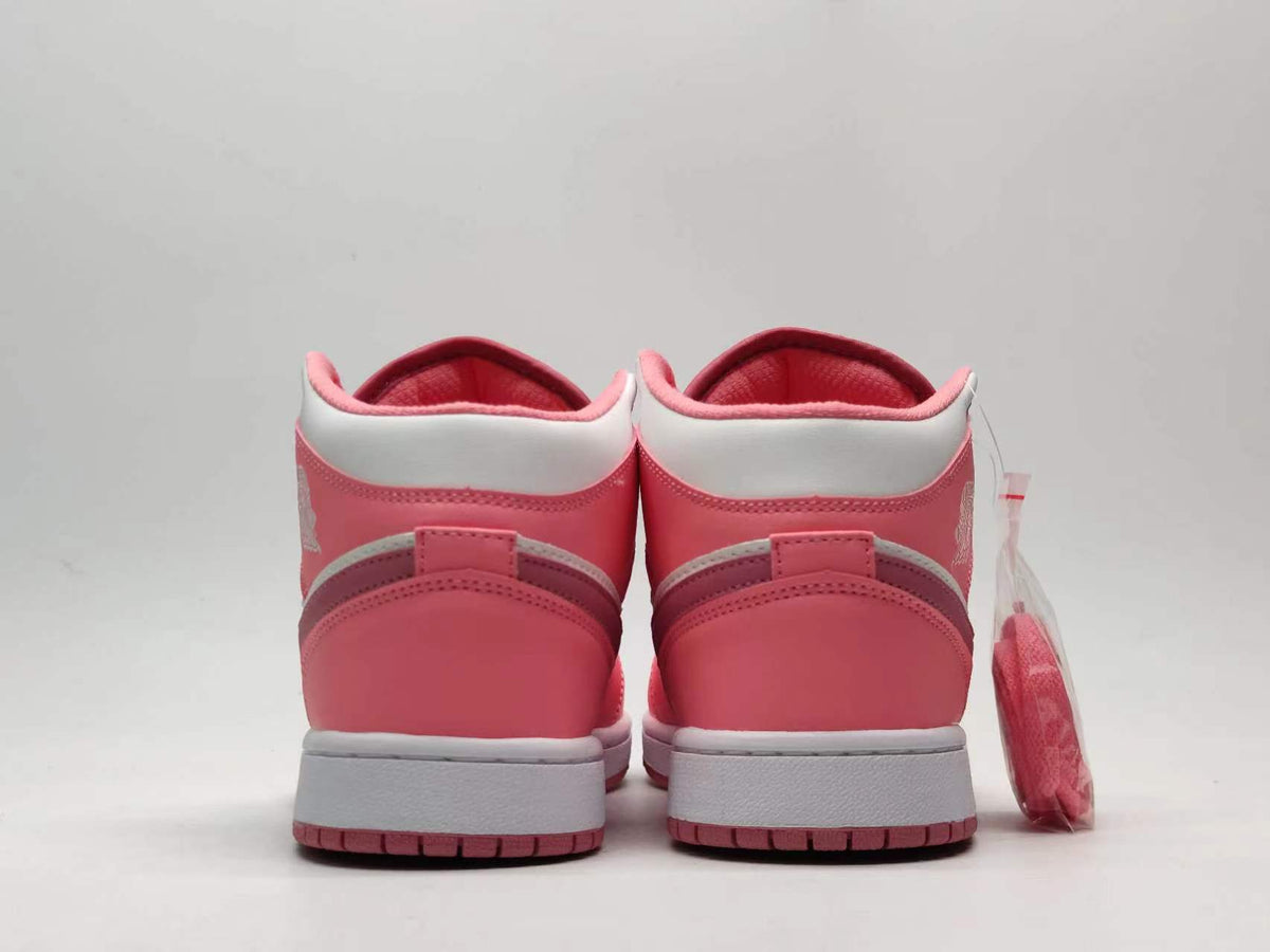 Mid Top Sneakers, White Pink Colorway, Lace Up Design, Casual Gift for Sneaker Fans