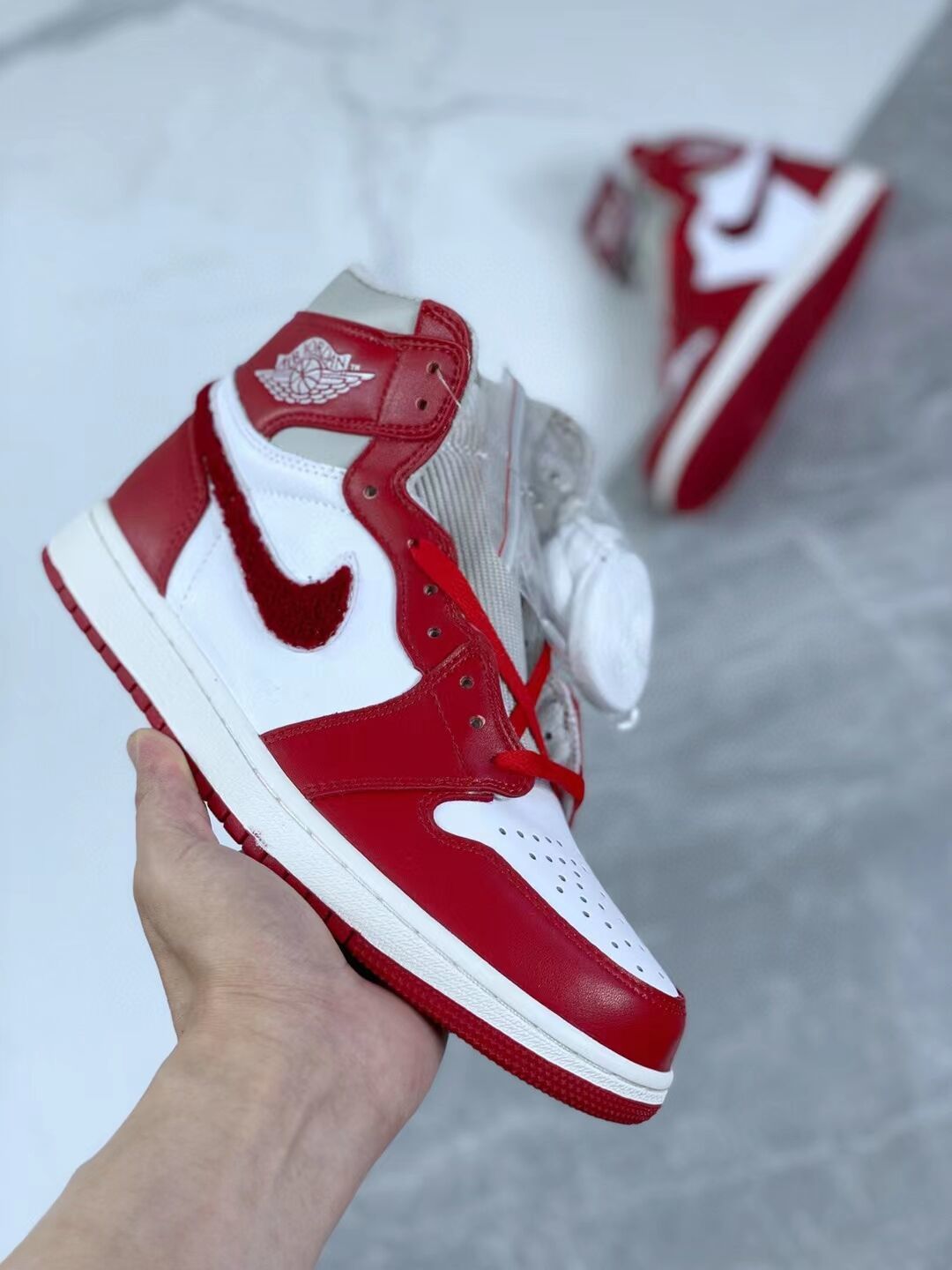 High Top Sneakers, White Red Gray Colorway, Lace Up Design, Casual Gift for Sneaker Fans