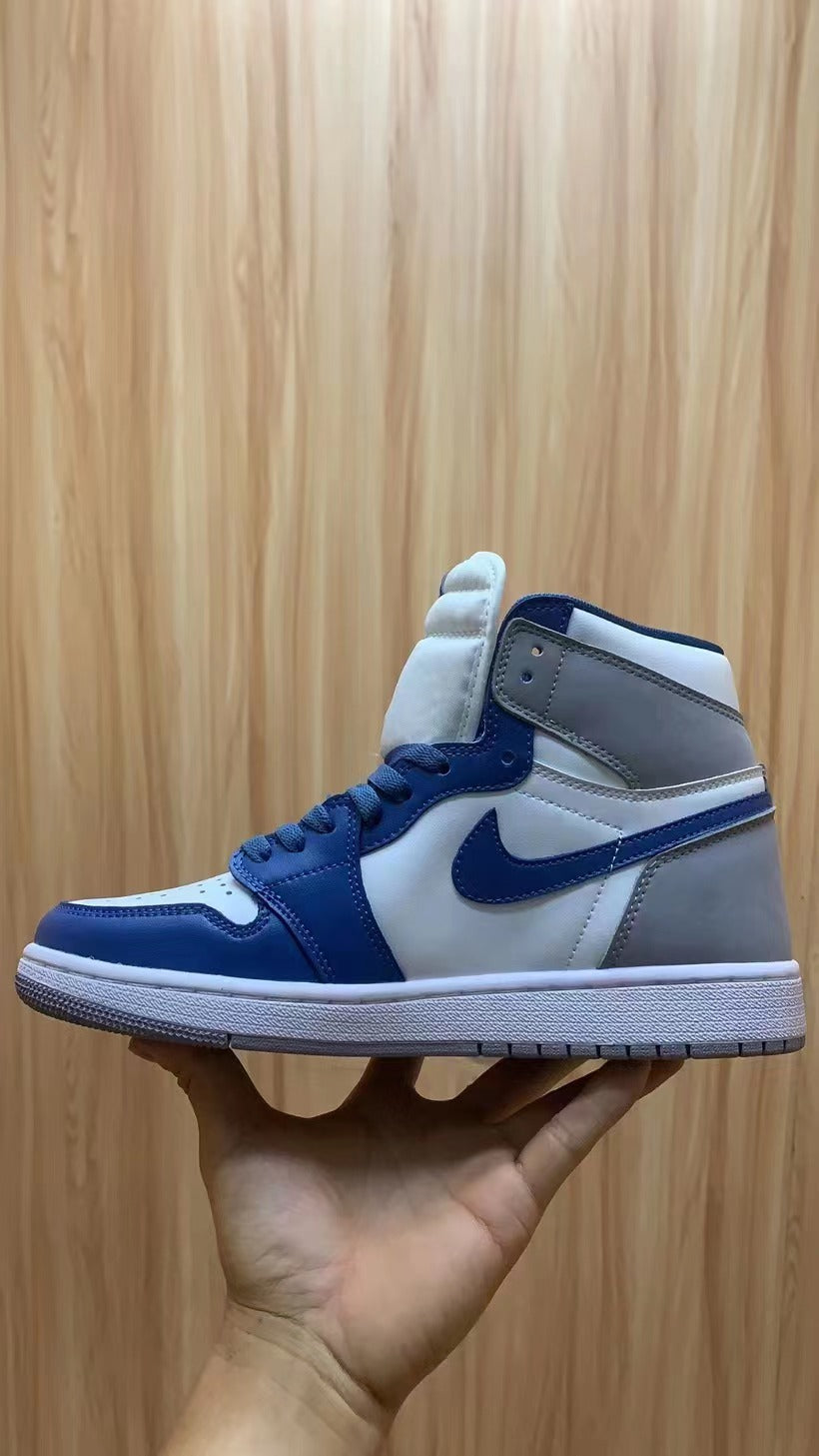 High Top Sneakers, Blue White Gray Colorway, Lace Up Design, Casual Gift for Sneaker Fans