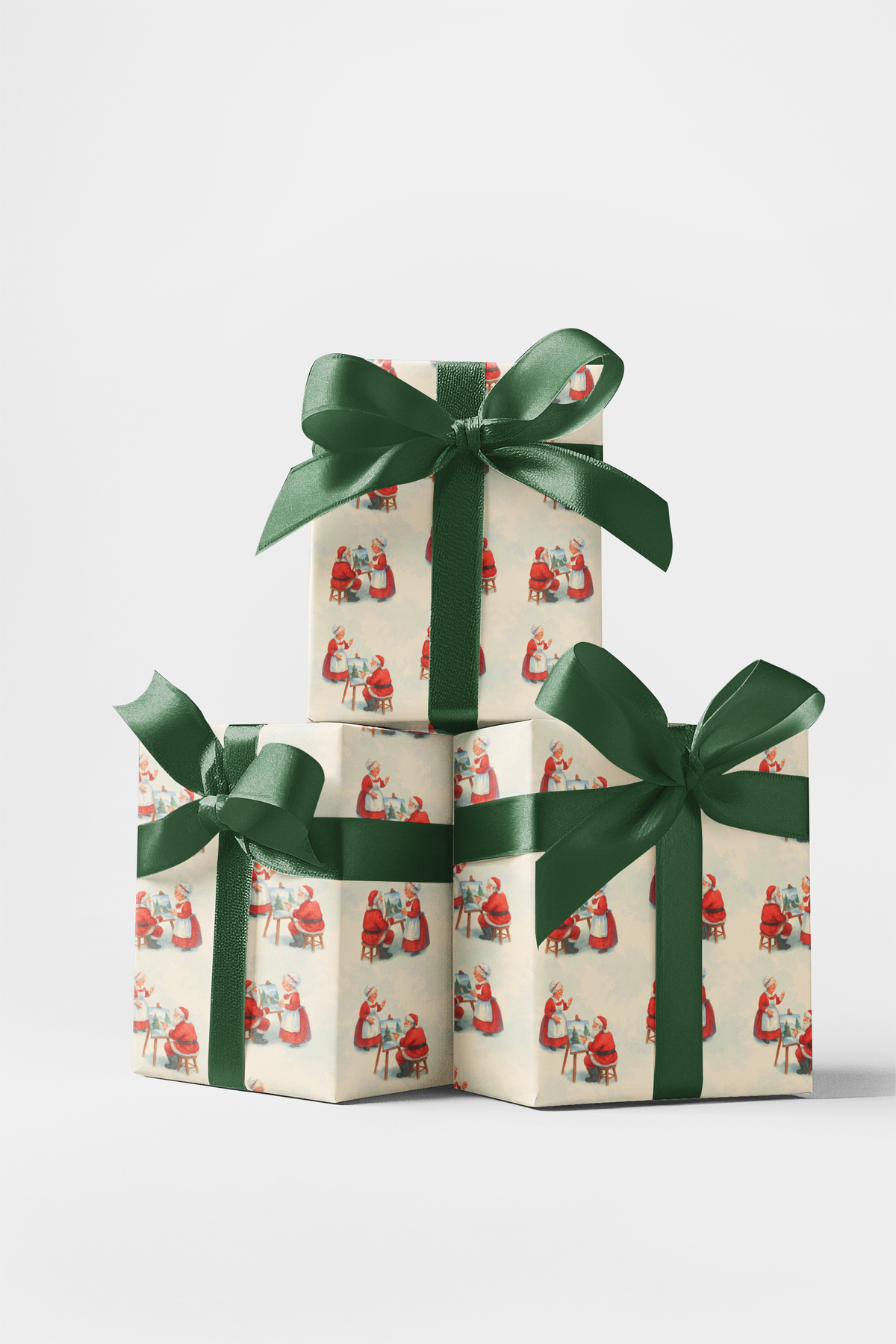 North Pole Artist Christmas Gift Wrap, Artistic Santa Painting Wrapping Paper, Painter Santa Wrapping Paper, Whimsical Holida