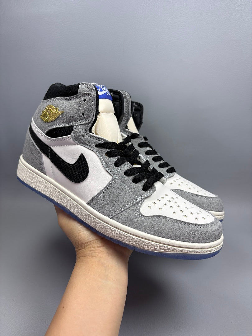 High Top Sneakers, Gray Colorway, Lace Up Design, Casual Gift for Sneaker Fans