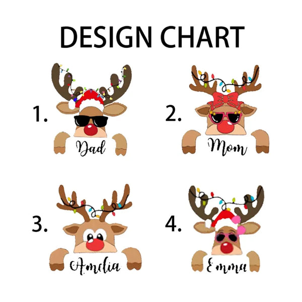 Custom Name Holiday Shirt, Christmas Elk and Bow T-Shirt, Festive Deer Graphic Tee, Personalized Xmas T-Shirt, Matching Famil