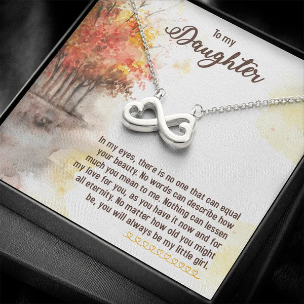 14k White Gold Finish Pendant, Daughter Infinity Heart Necklace, Sentimental Daughter Heart Necklace, Birthday Christmas Pres