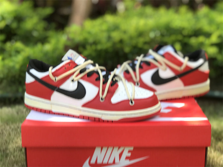 Low Top Sneakers, Red Cream Colorway, Lace Up Design, Casual Gift for Sneaker Fans