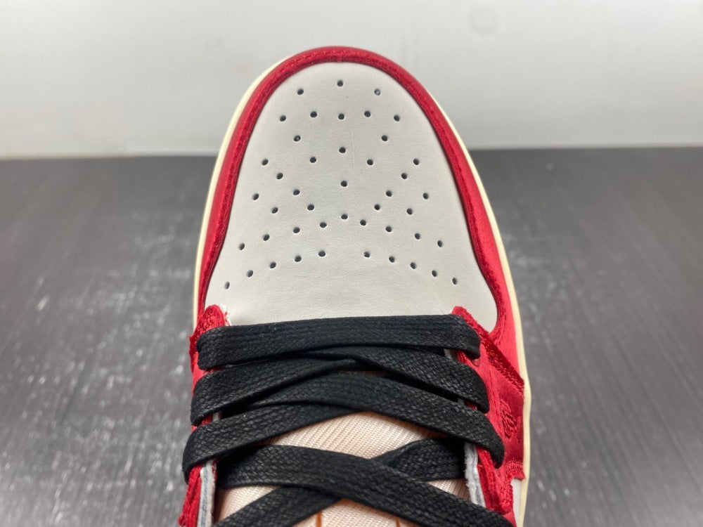 Low Top Sneakers, White Red Colorway, Lace Up Design, Casual Gift for Sneaker Fans