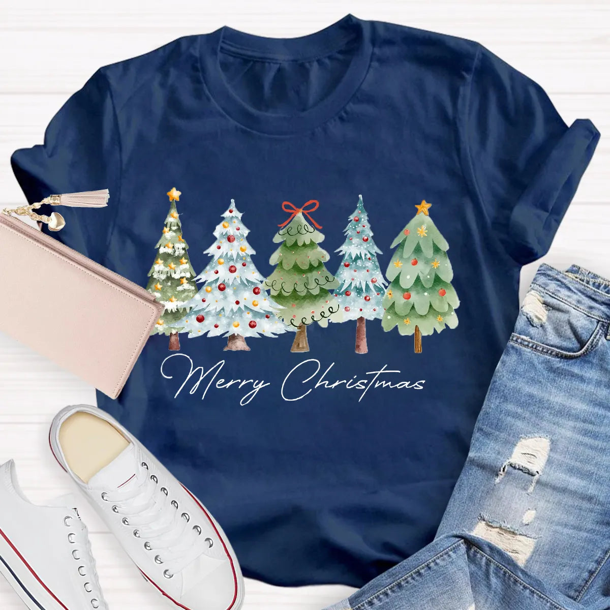 Festive Christmas Tree Shirt, Merry Christmas Tree T-Shirt, Retro Holiday Graphic Tee, Winter Xmas Pullover Tee, Christmas Pr
