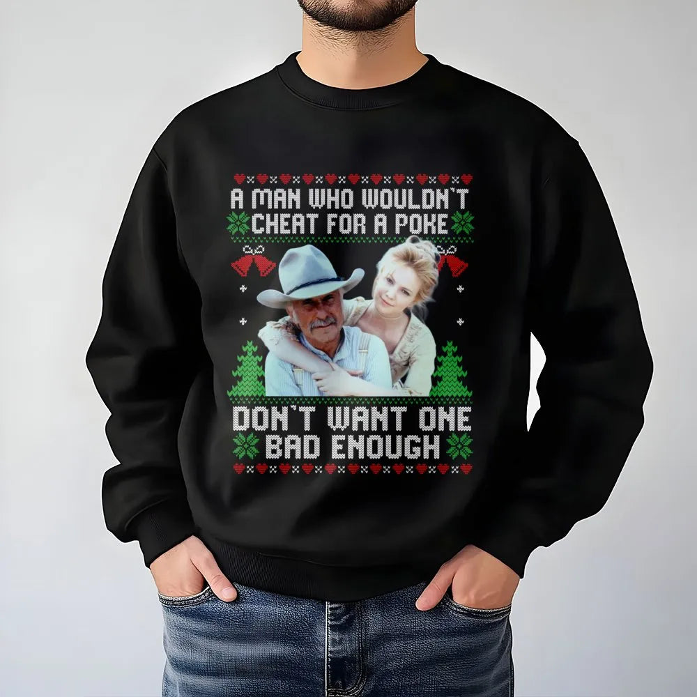 Western Ugly Christmas Sweater, Humorous Cowboy Christmas Sweatshirt, Rodeo Holiday Crewneck, Rancher Xmas Pullover, Country 
