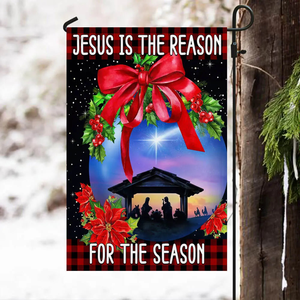 Holy Family Nativity Yard Flag, Jesus Is the Reason for the Season Garden Flag, Christian Christmas Lawn Flag, Religious Holi