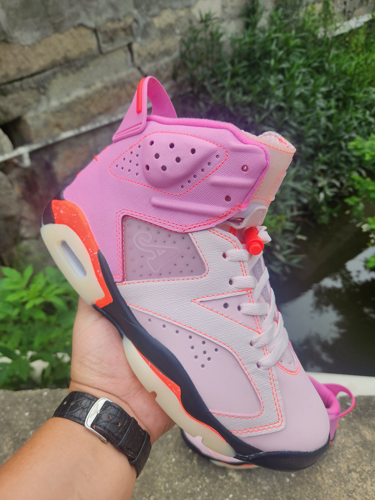 High Top Sneakers, Pink Colorway, Lace Up Design, Casual Gift for Sneaker Fans