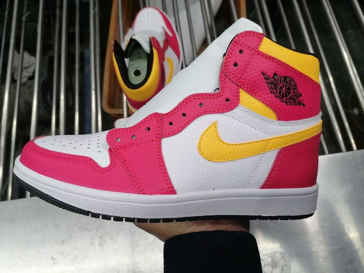 Sneakers, Pink White Yellow Colorway, Lace Up Design, Casual Gift for Sneaker Fans