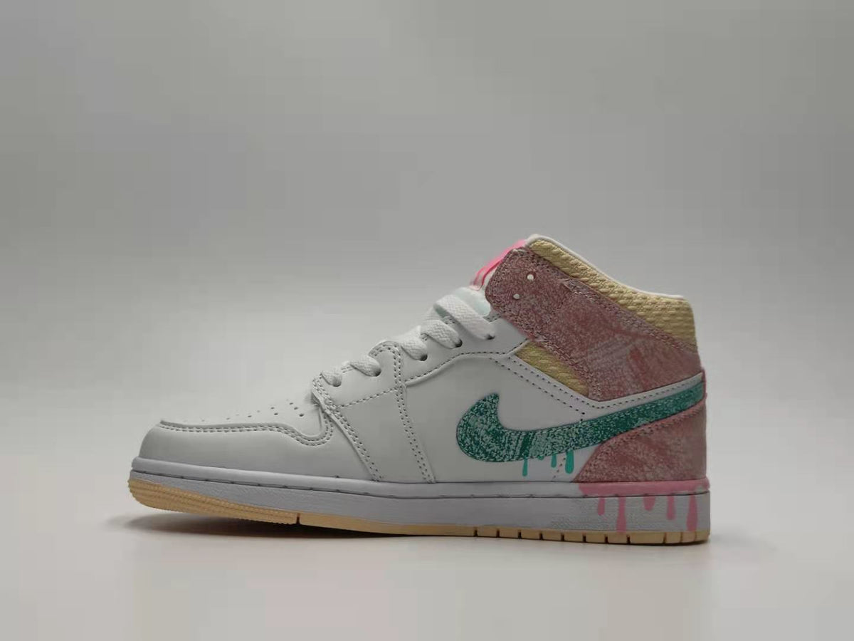 Sneakers, White Pastel Colorway, Lace Up Design, Casual Gift for Sneaker Fans