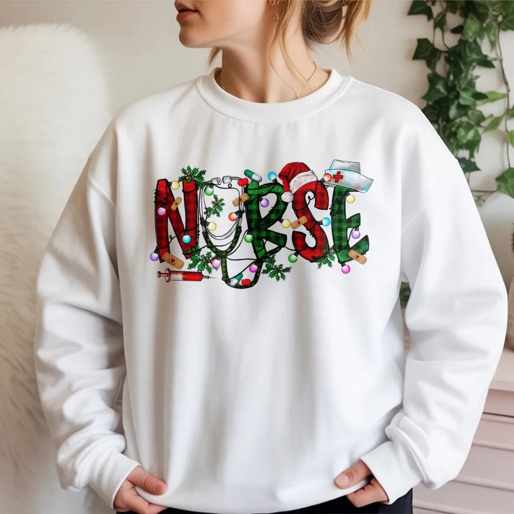 Buffalo Plaid Medical Crewneck, Nurse Christmas Sweatshirt, Festive RN Holiday Sweatshirt, Nursing Student Sweater, Adorable 