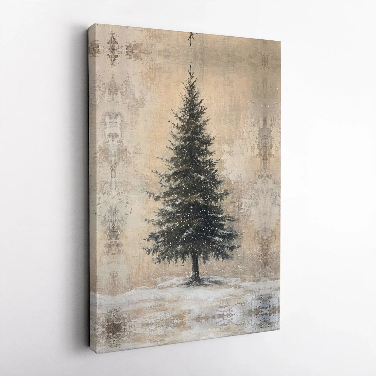 Rustic Winter Landscape Wall Art, Snowy Pine Tree Canvas Print, Christmas Tree Poster, Farmhouse Holiday Decor, Digital Downl
