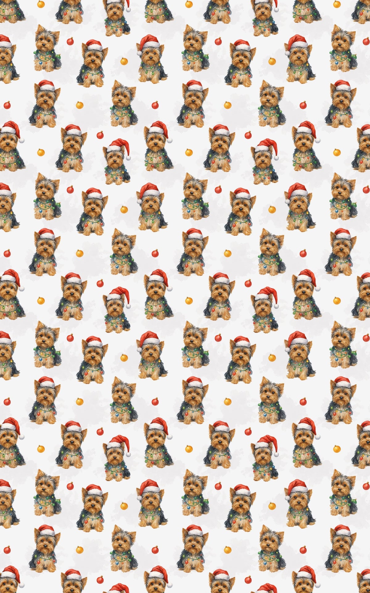 Yorkshire Terrier Holiday Gift Wrap, Yorkie Christmas Wrapping Paper, Santa Hat Yorkie Wrapping Paper, Adorable Dog Lover Chr