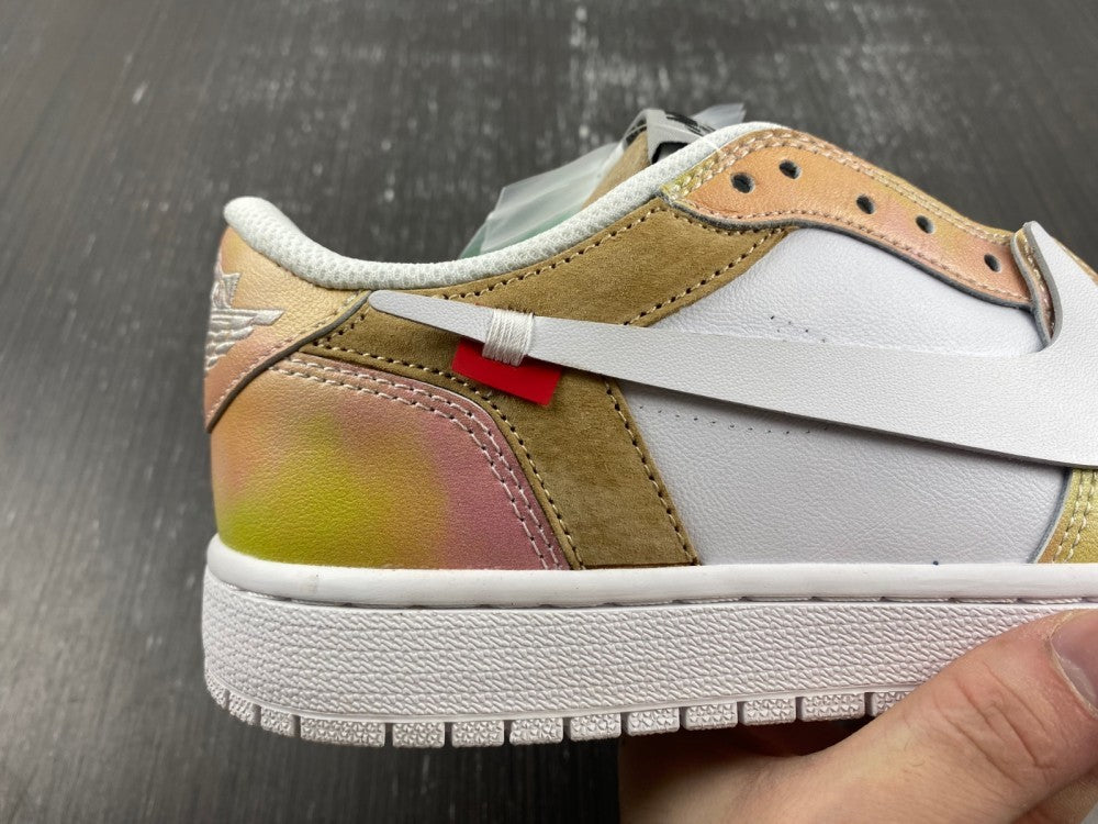 Low Top Sneakers, White Yellow Pink Colorway, Lace Up Design, Casual Gift for Sneaker Fans
