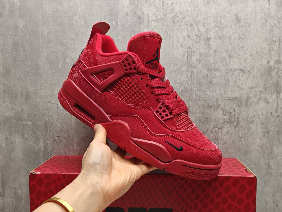 Mid Top Sneakers, Red Colorway, Lace Up Design, Casual Gift for Sneaker Fans