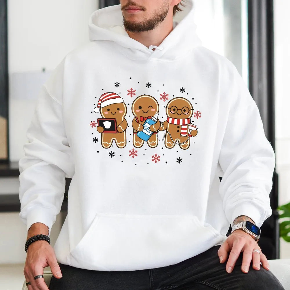 Gingerbread Sonographer Hoodie, Ultrasound Tech Christmas Hoodie, Adorable Radiology Holiday Hooded Sweatshirt, Sonography Xm