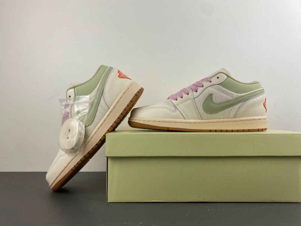 Low Top Sneakers, Off White Green Colorway, Lace Up Design, Casual Gift for Sneaker Fans