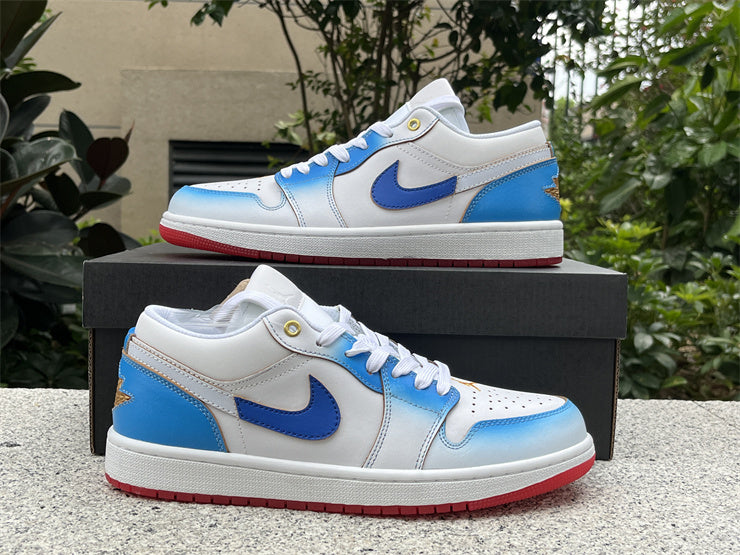 Low Top Sneakers, Blue White Colorway, Lace Up Design, Casual Gift for Sneaker Fans
