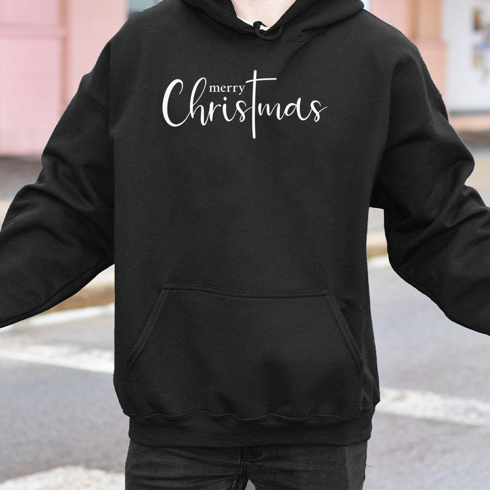Religious Faith Hoodie, Christian Cross Christmas Hoodie, Merry Christmas Hooded Sweatshirt, Jesus Holiday Hoodie, Christian 