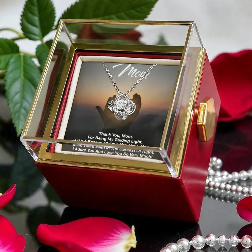 Heartfelt Mother Knot Pendant, Mom Guiding Light Love Knot Necklace, Message Card Jewelry for Mom, Birthday Christmas Knot Ne