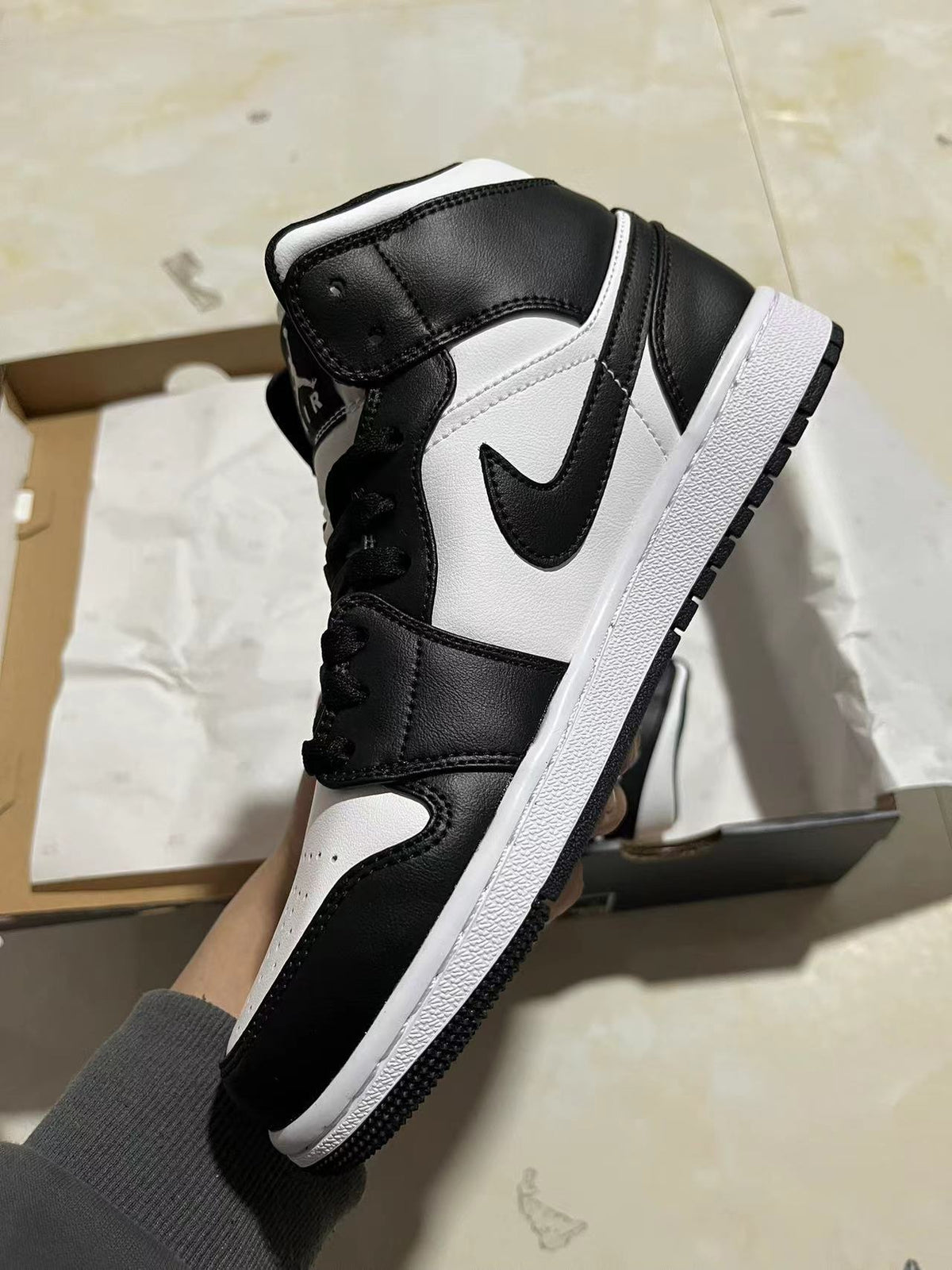 Mid Top Sneakers, White Black Colorway, Lace Up Design, Casual Gift for Sneaker Fans