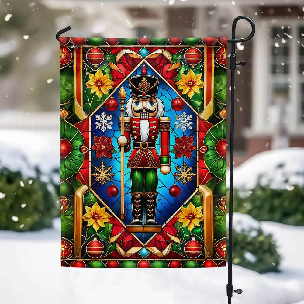 Double Sided Holiday Soldier Yard Flag, Christmas Nutcracker Garden Flag, Festive Winter Seasonal Flag, Xmas Yard Porch Decor