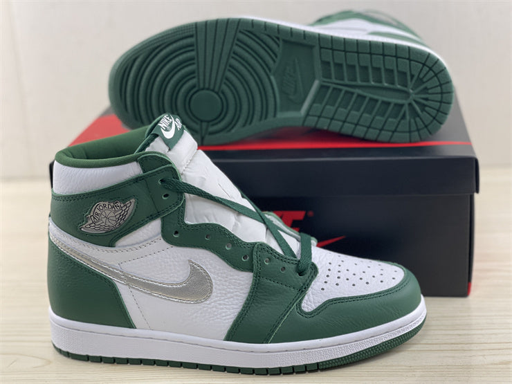 High Top Sneakers, White Green Colorway, Lace Up Design, Casual Gift for Sneaker Fans