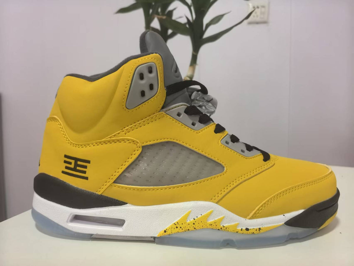 High Top Sneakers, Yellow Black Colorway, Lace Up Design, Casual Gift for Sneaker Fans
