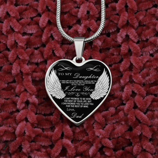 Father and Daughter Keepsake Pendant, To My Daughter Heart Necklace, Surgical Steel Heart Jewelry, Meaningful Christmas Prese