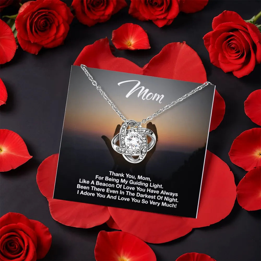 Heartfelt Mother Knot Pendant, Mom Guiding Light Love Knot Necklace, Message Card Jewelry for Mom, Birthday Christmas Knot Ne