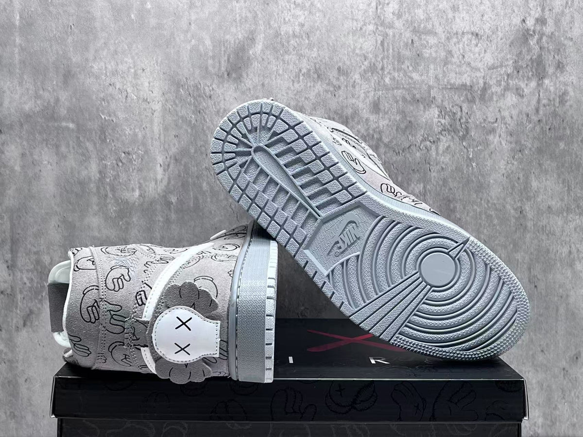 High Top Sneakers, Gray Colorway, Lace Up Design, Casual Gift for Sneaker Fans