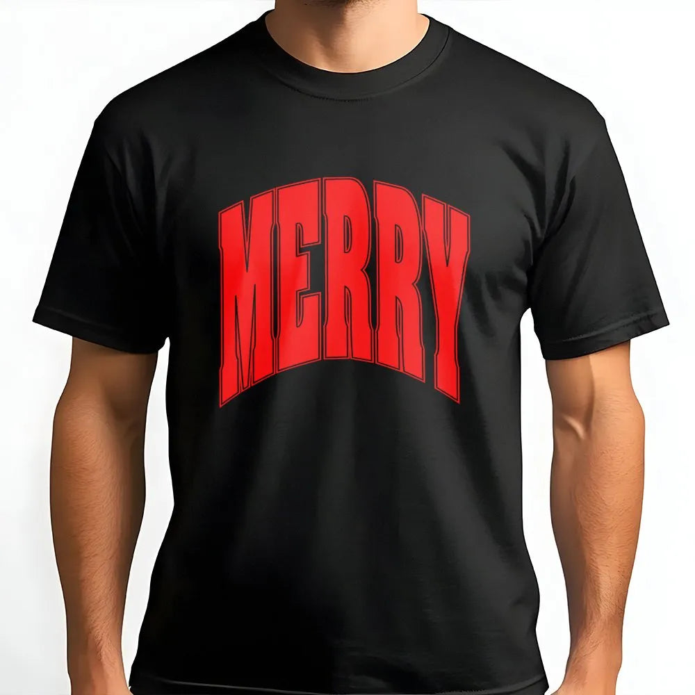 Retro Varsity Arch Shirt, Merry Christmas T-Shirt, Holiday Graphic Tee, Vintage Christmas Aesthetic T-Shirt, Festive Xmas Pre